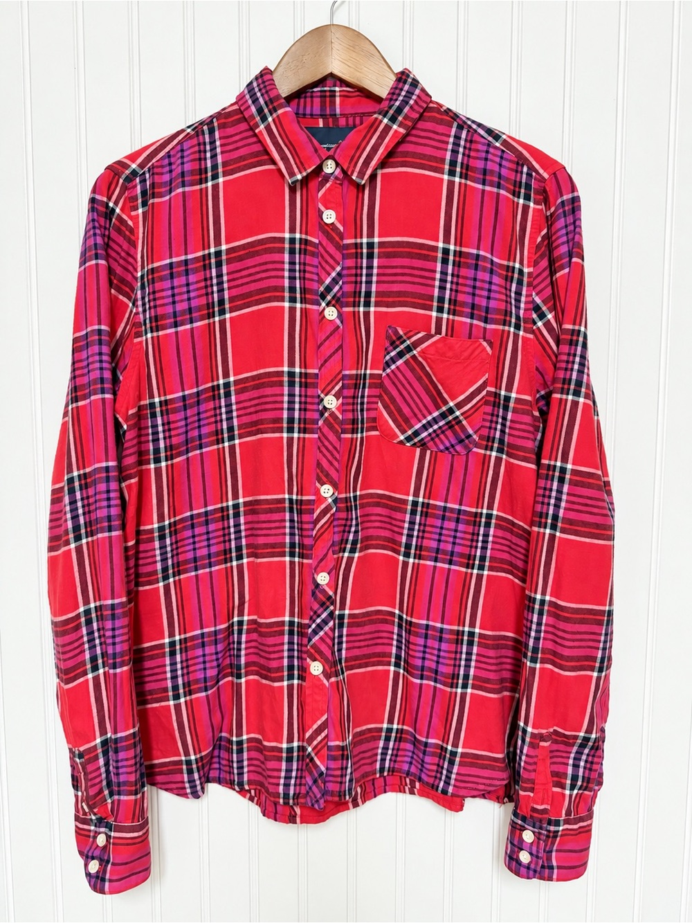 American Eagle Women's Y2K Grunge Flannel Top Size L Preppy Fall Layering Cabin